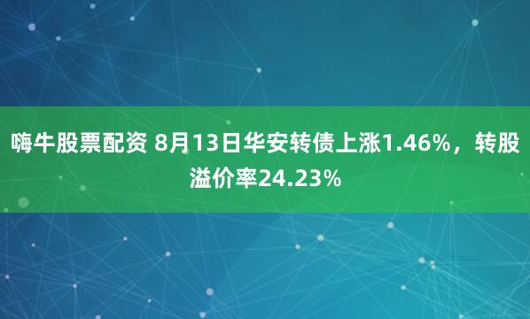 嗨牛股票配资 8月13日华安转债上涨1.46%，转股溢价率24.23%